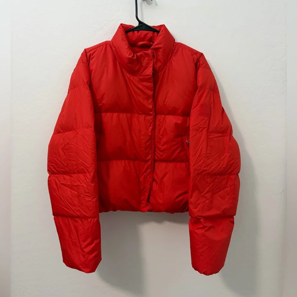 $200 New Athleta Red Summit Down Full zip / Snap Jacket - Candy Red - Womens XL - Picture 7 of 14